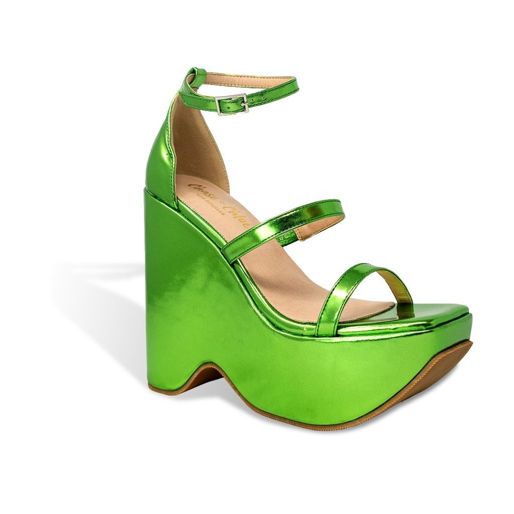 Chase & Chloe Women’s Chunky Flatform Wedge Slide Heeled Sandal - Picture 2 of 4